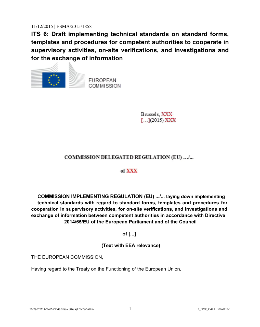 COMMISSION IMPLEMENTING REGULATION (EU) / Laying Down Implementing