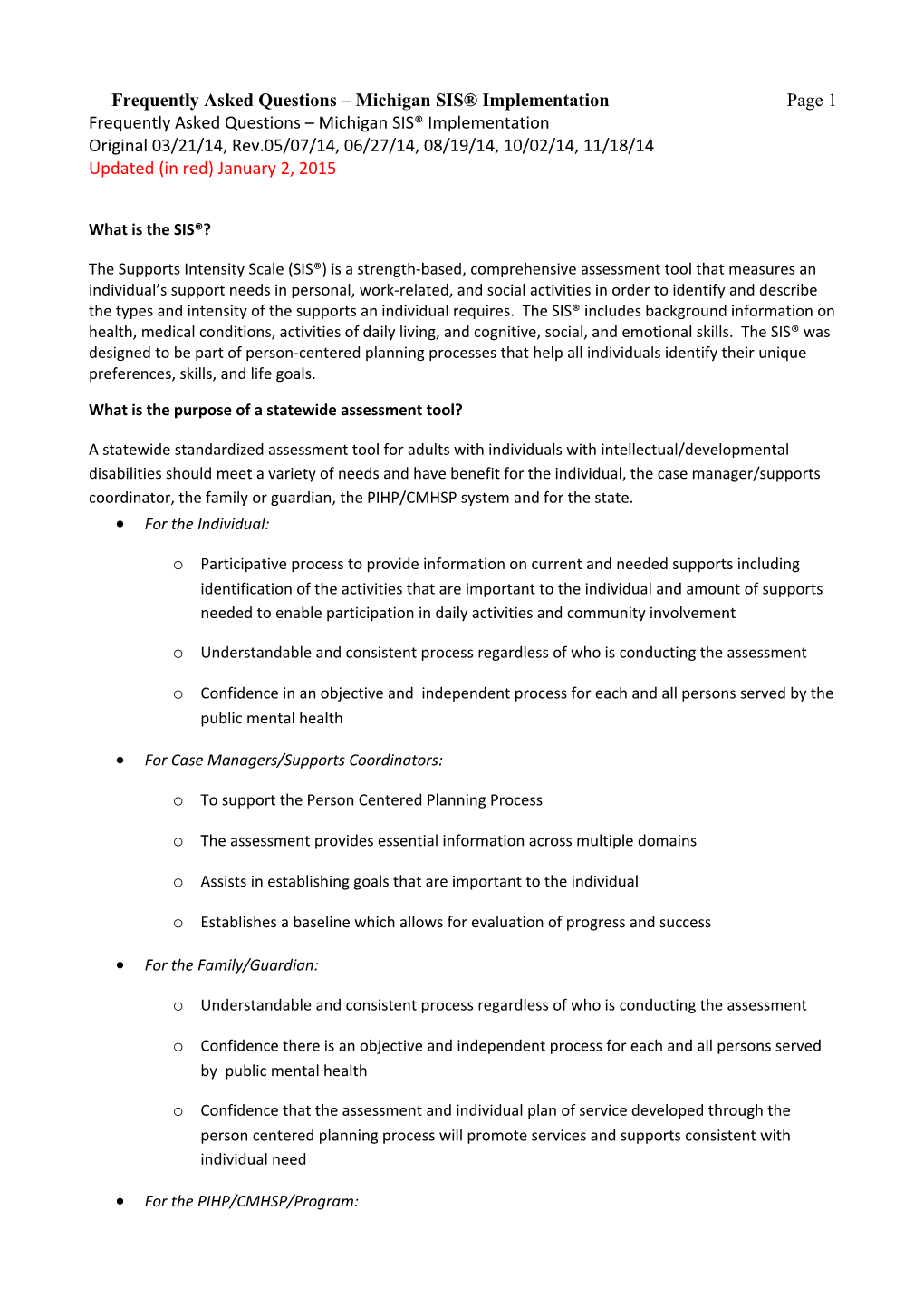 Frequently Asked Questions Michigan SIS Implementation Page 8