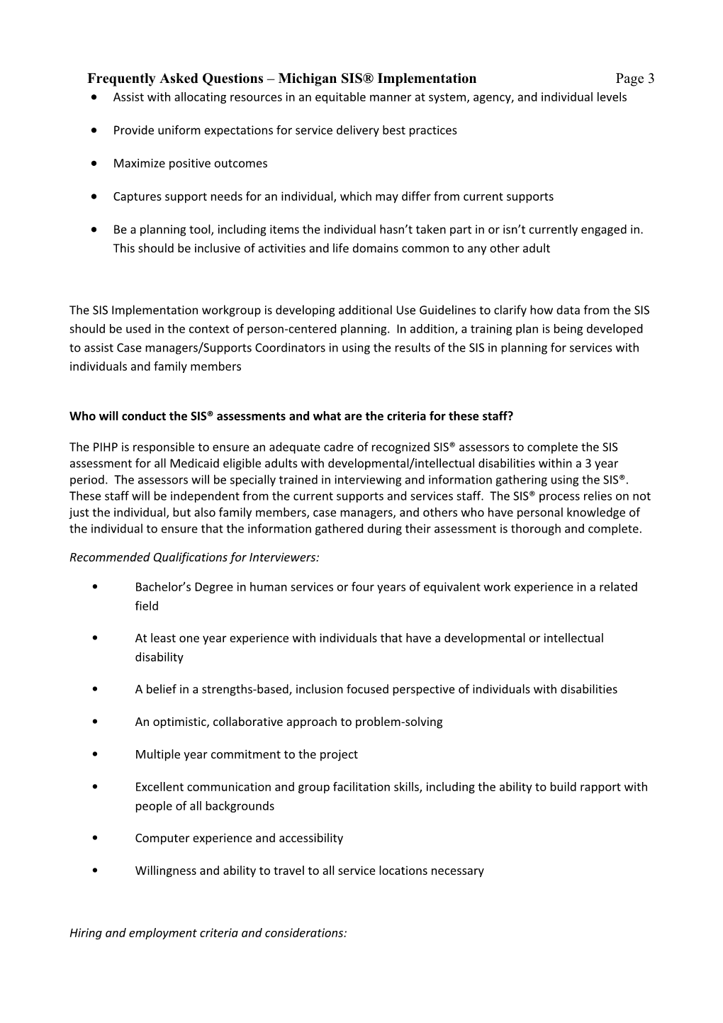 Frequently Asked Questions Michigan SIS Implementation Page 8