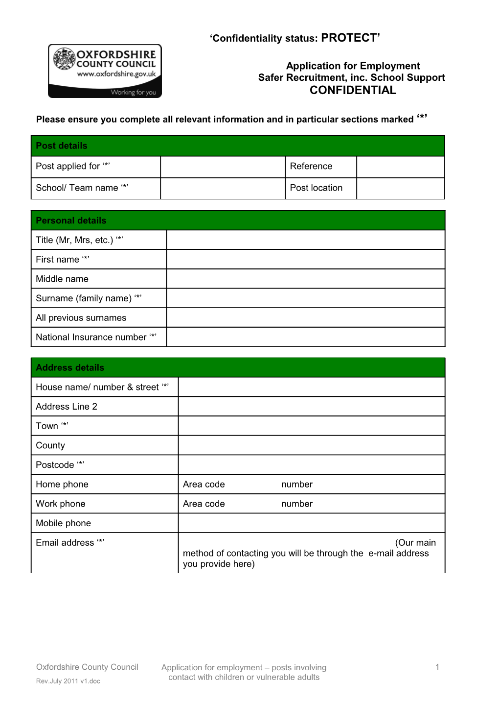 Application for Employment s126