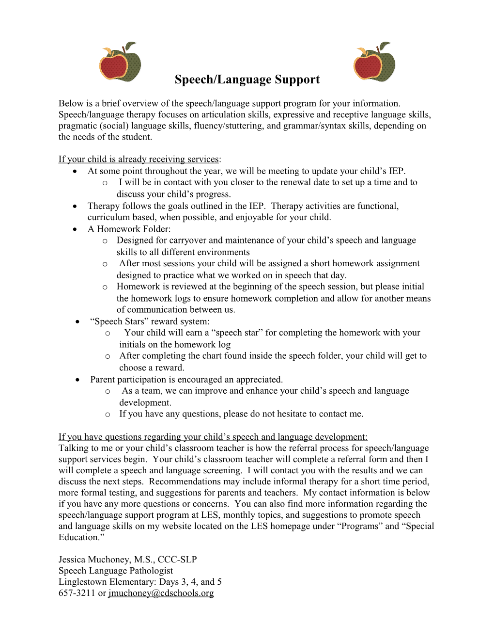 Speech/Language Support