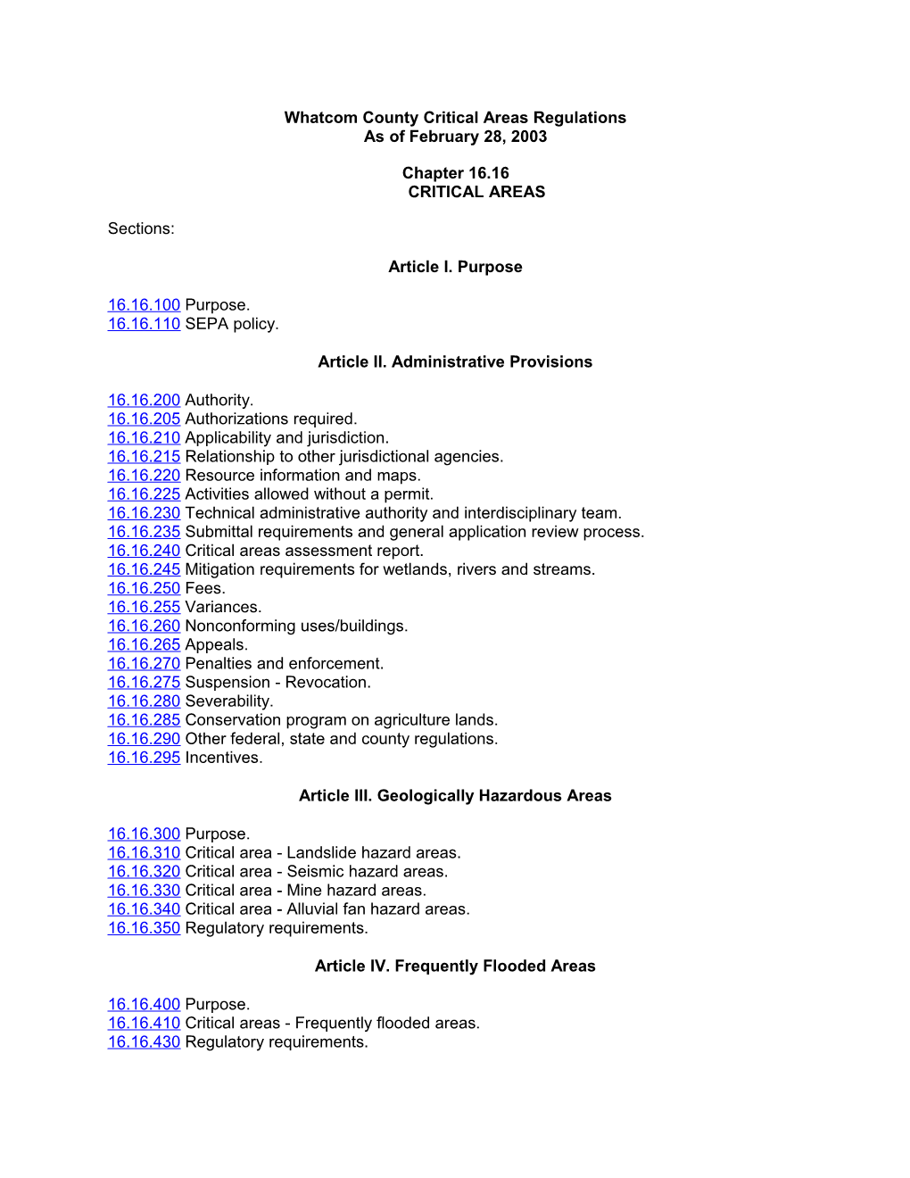 Whatcom County Critical Areas Regulations