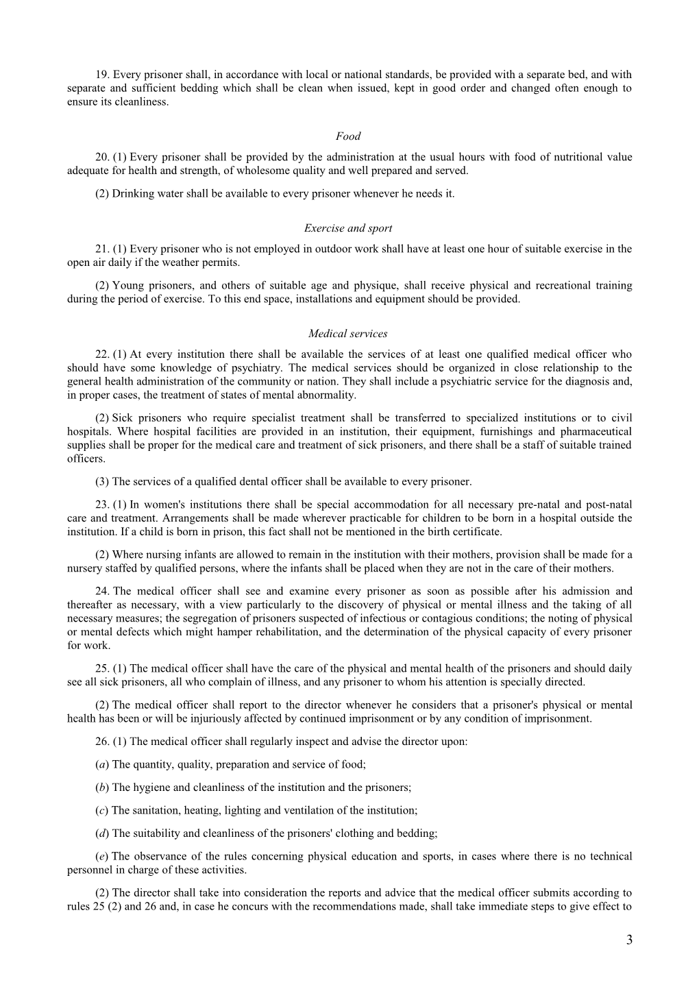 Standard Minimum Rules for the Treatment of Prisoners
