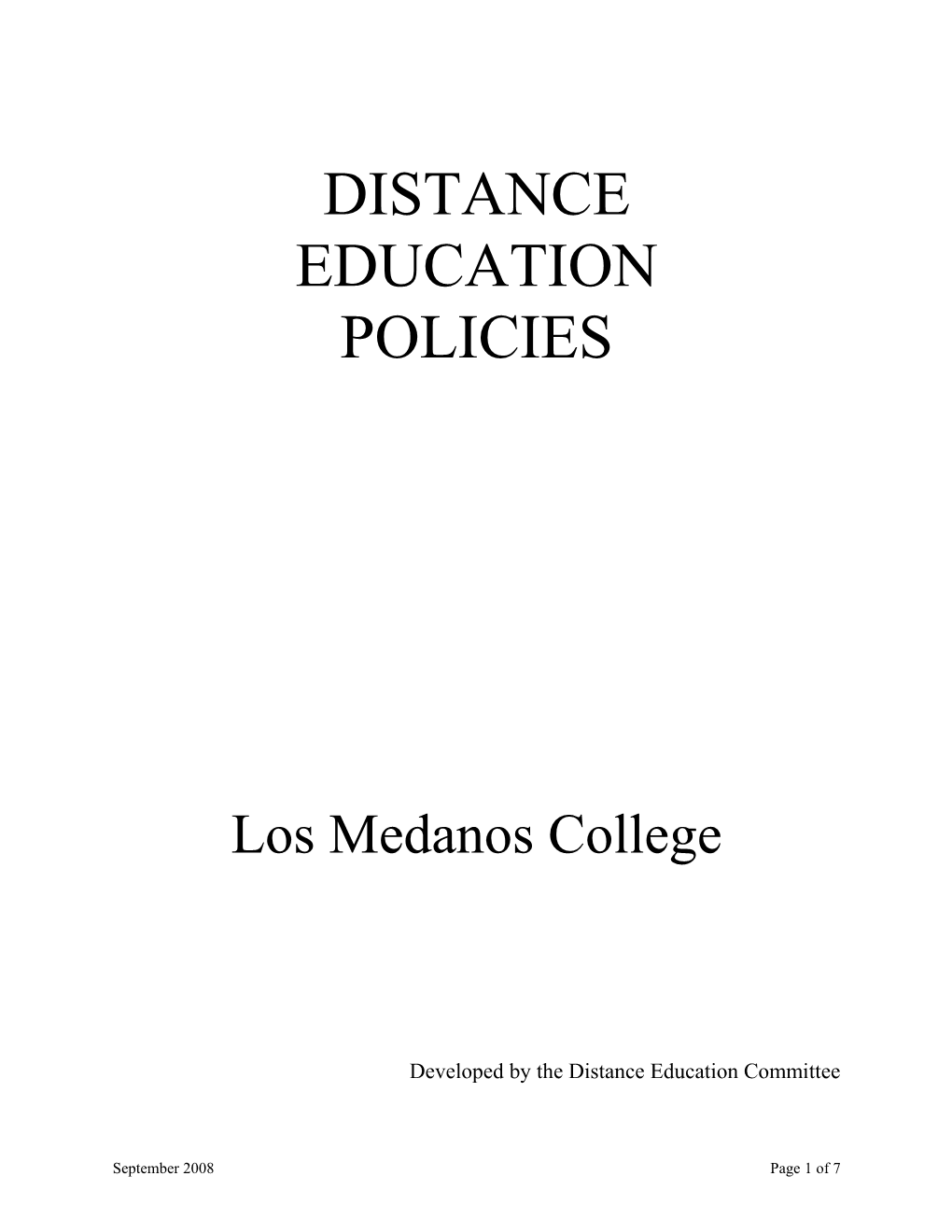 Developed by the Distance Education Committee