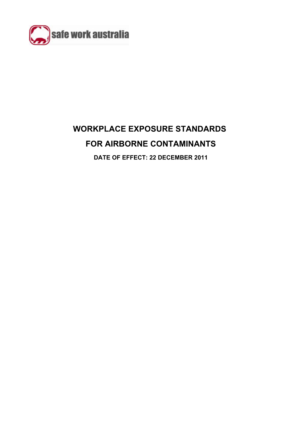 Workplace Exposure Standards for Airborne Contaminants