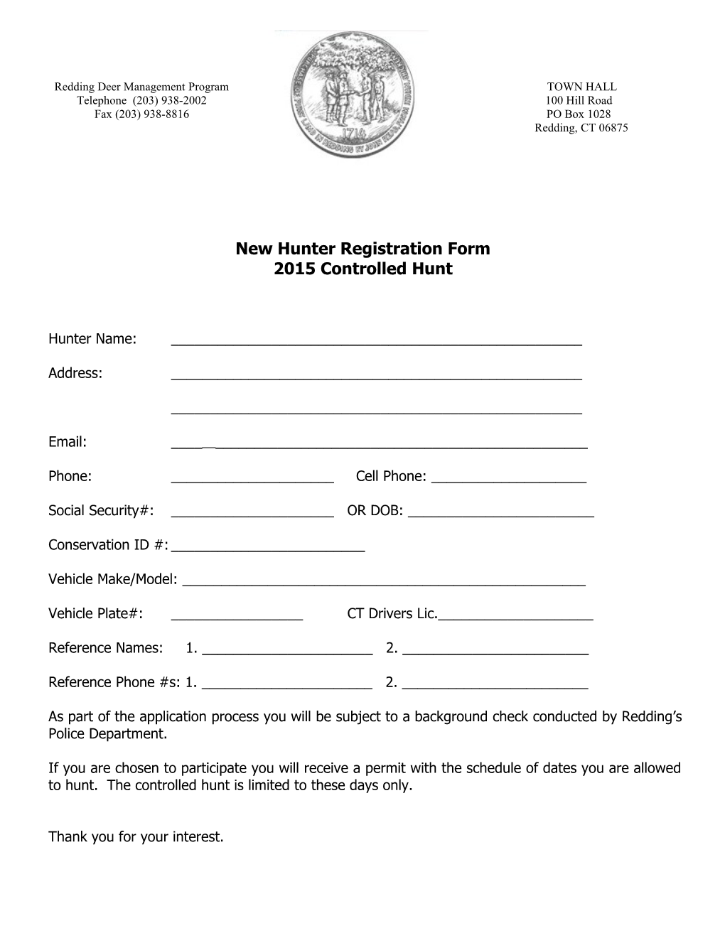 New Hunter Registration Form
