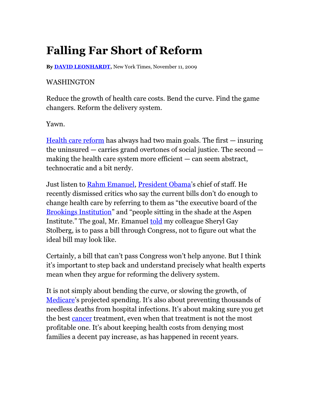 Falling Far Short of Reform