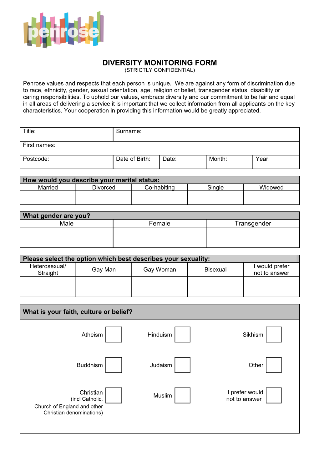 Equal Opportunities Monitoring Form s10