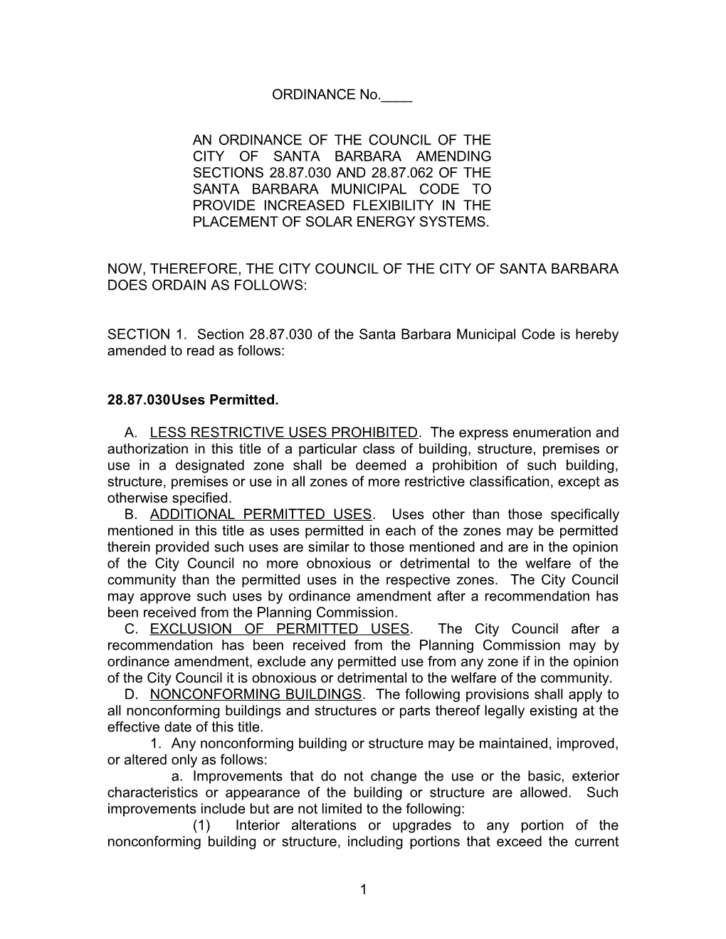 An Ordinance of the Council of the City of Santa Barbara Amending Sections 28.87.030 And