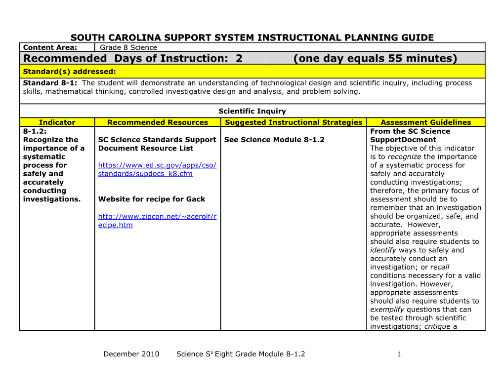 South Carolina Support System Instructional Planning Guide s6