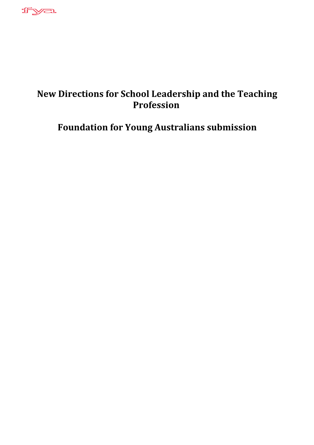 Foundation for Young Australians Submission