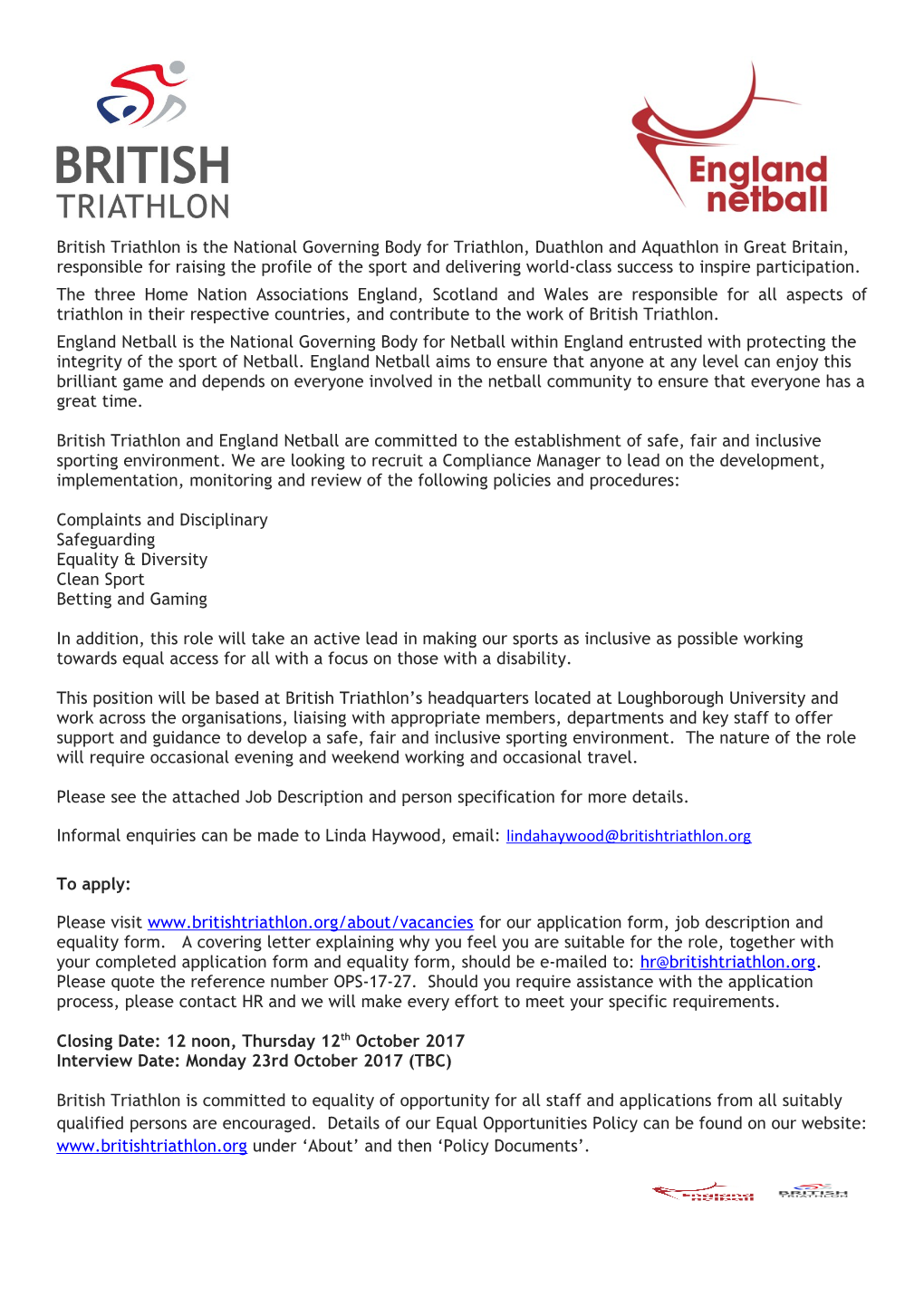 British Triathlon Is the National Governing Body for Triathlon, Duathlon and Aquathlon