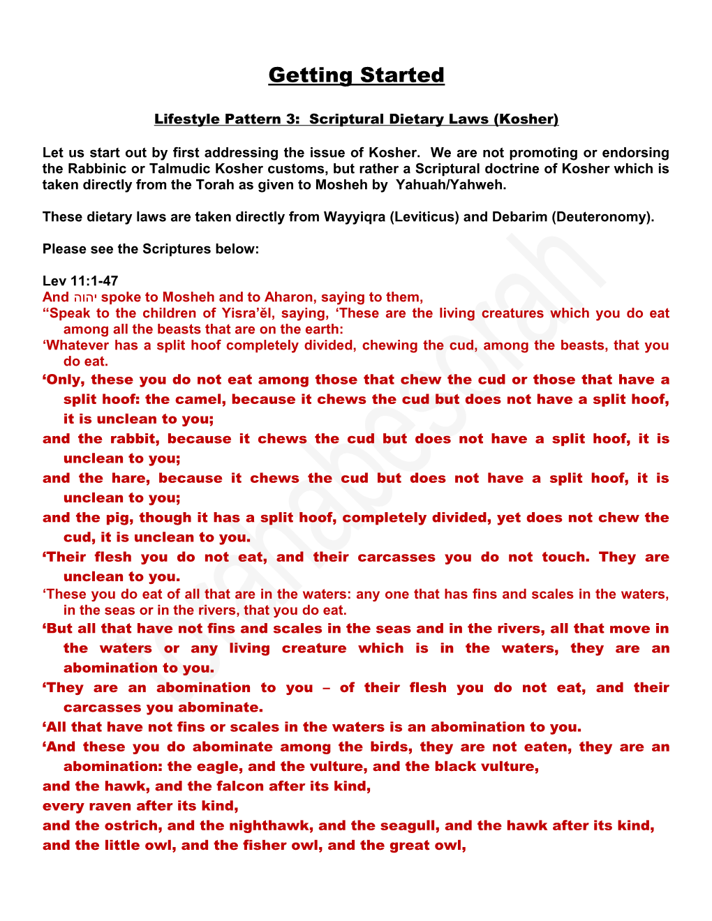 Lifestyle Pattern 3: Scriptural Dietary Laws (Kosher)
