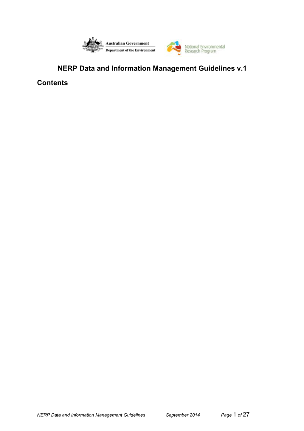 NERP Data and Information Management Guidelines V.1
