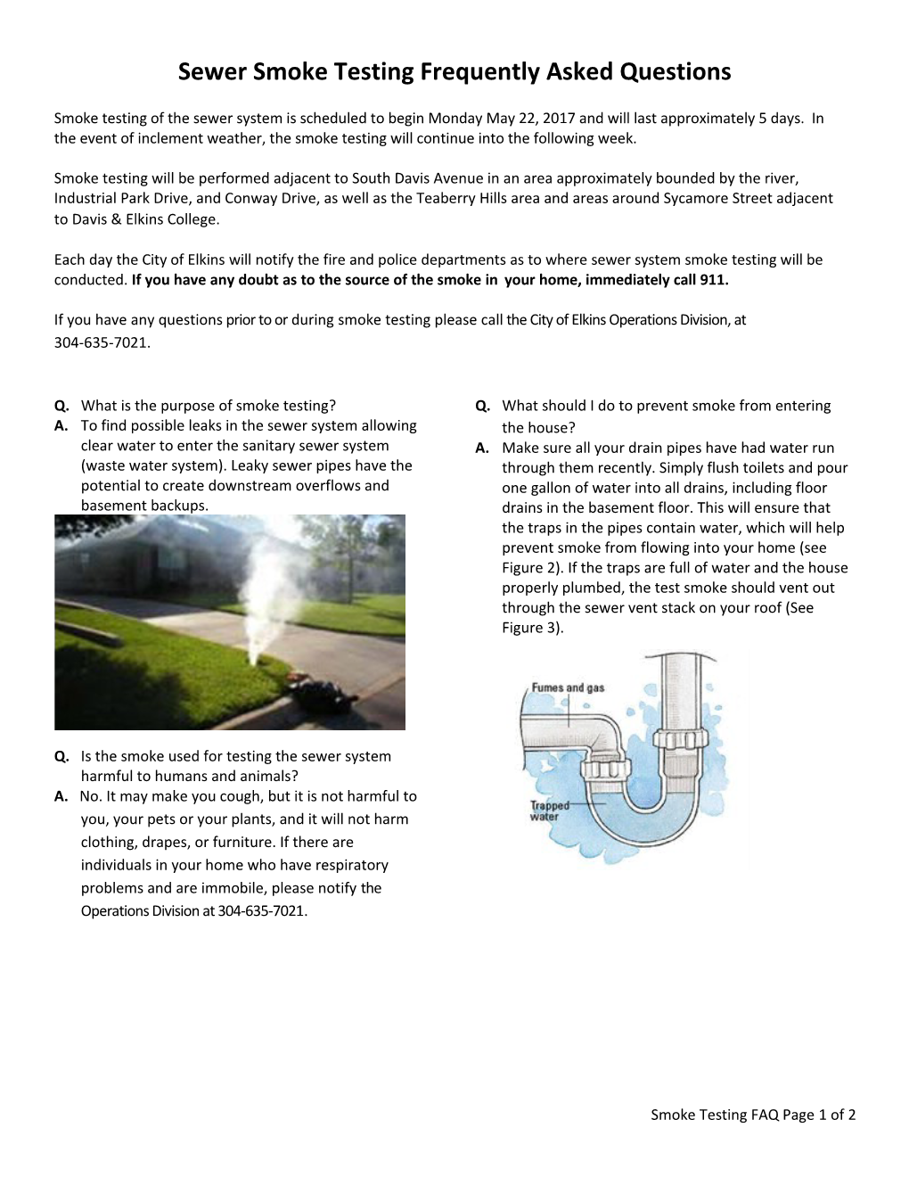 Sewer Smoke Testing Frequently Asked Questions
