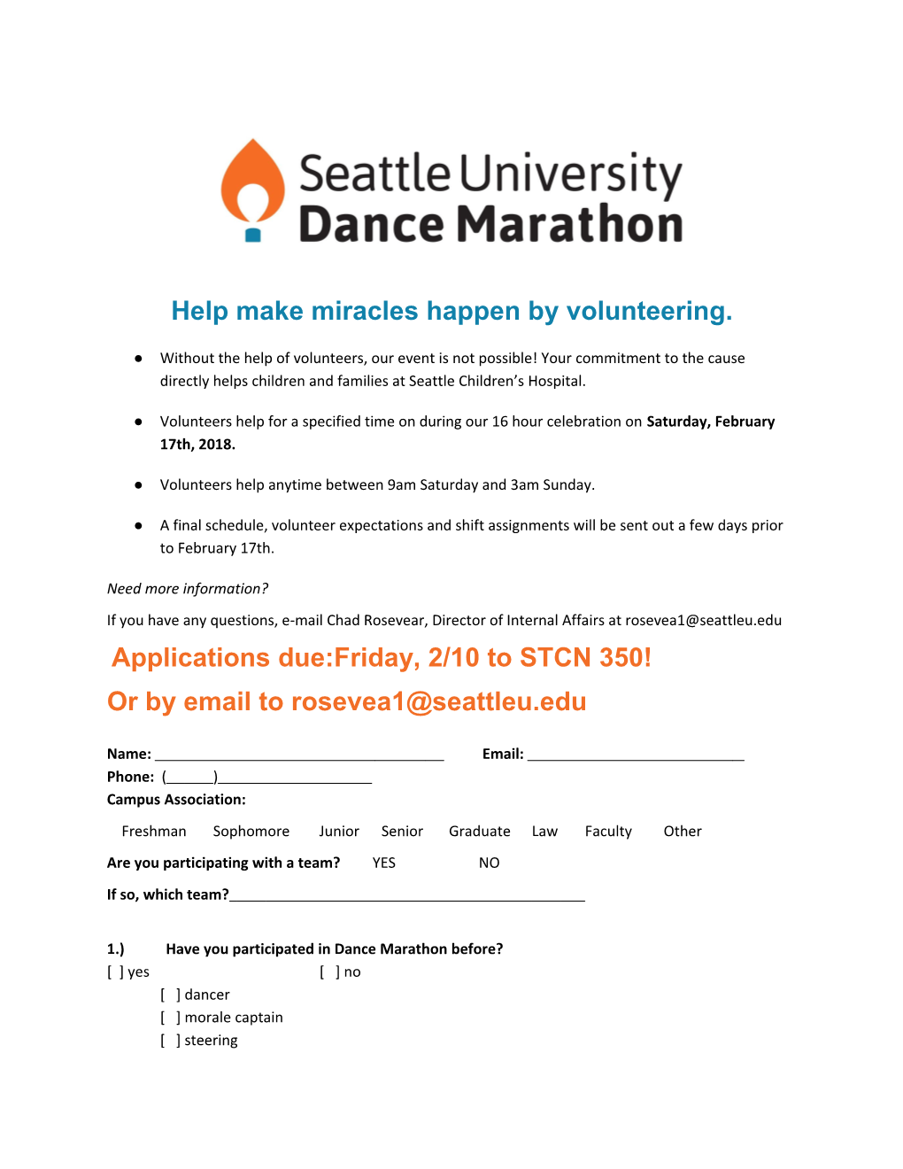 Help Make Miracles Happen by Volunteering