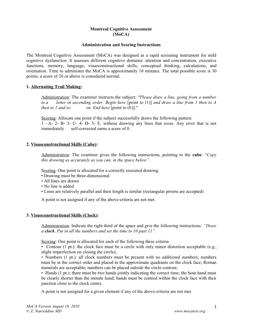 Montreal Cognitive Assessment