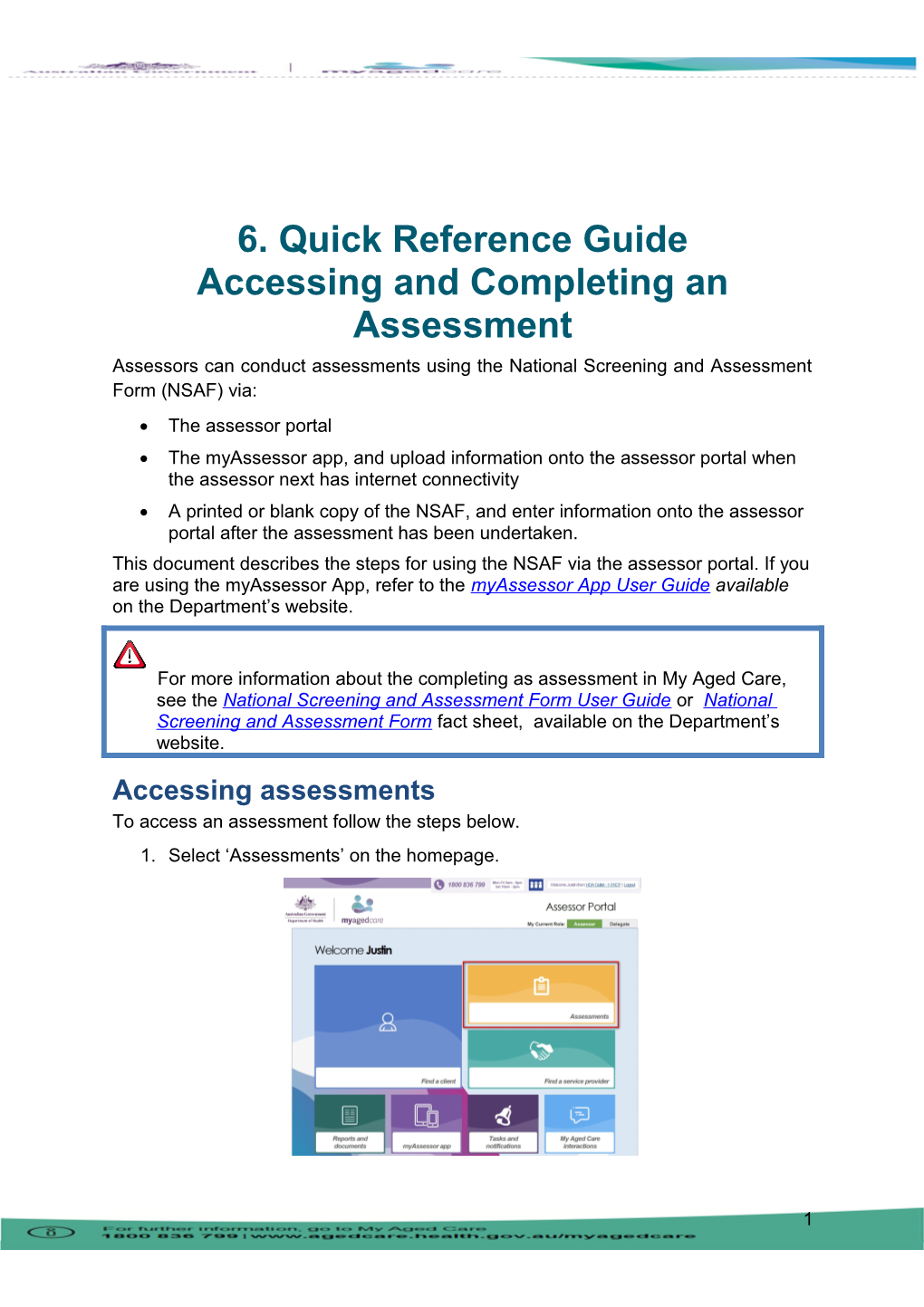 6. Quick Reference Guide Accessing and Completing an Assessment