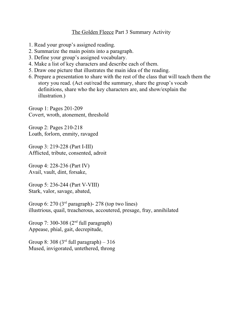 The Golden Fleece Part 3 Summary Activity