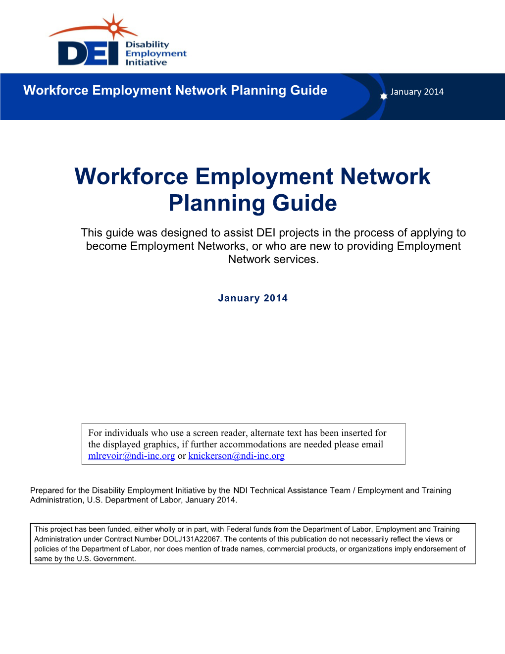 Employment Network (EN) Business Model Checklist & Planning Tool