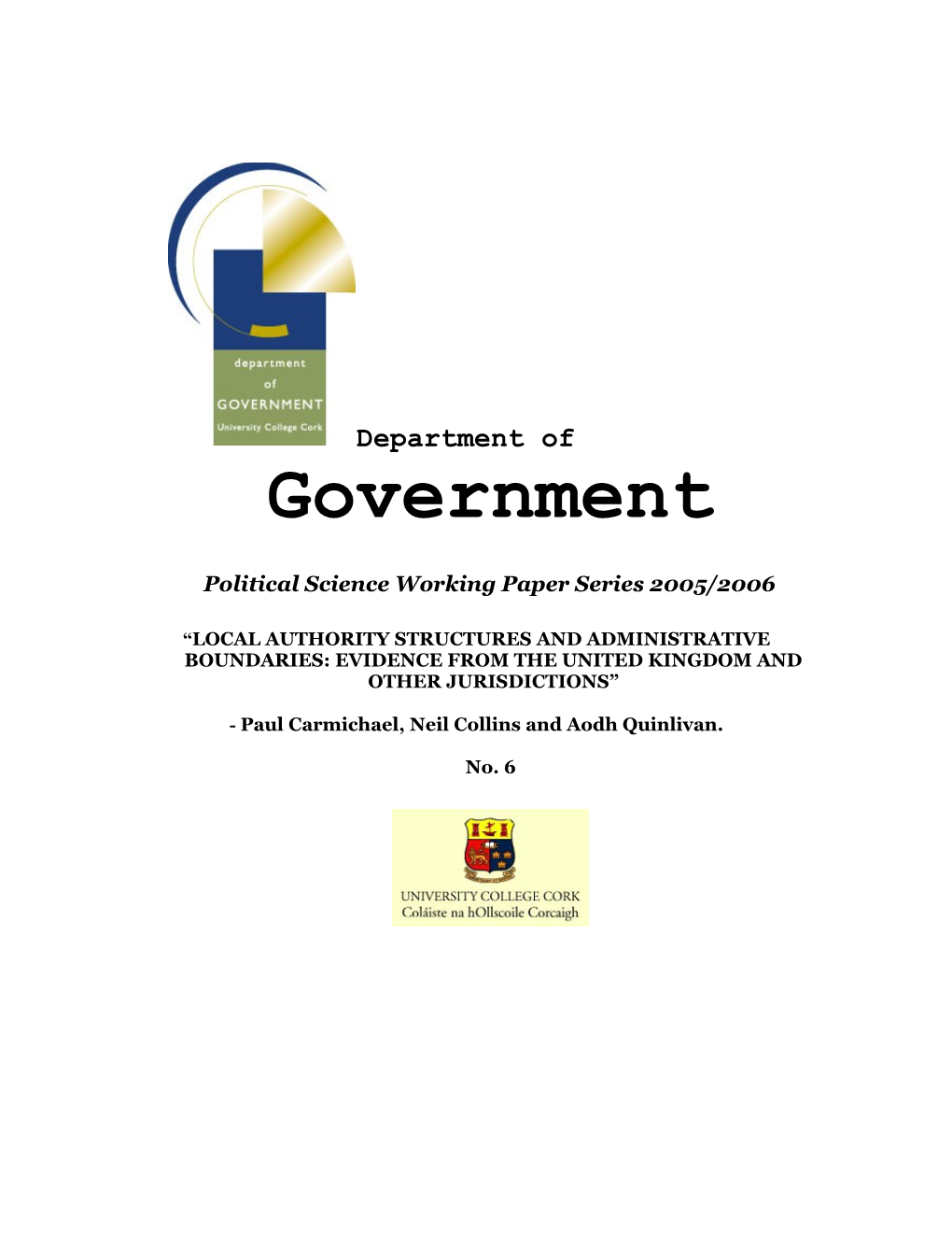 Political Science Working Paper Series 2005/2006