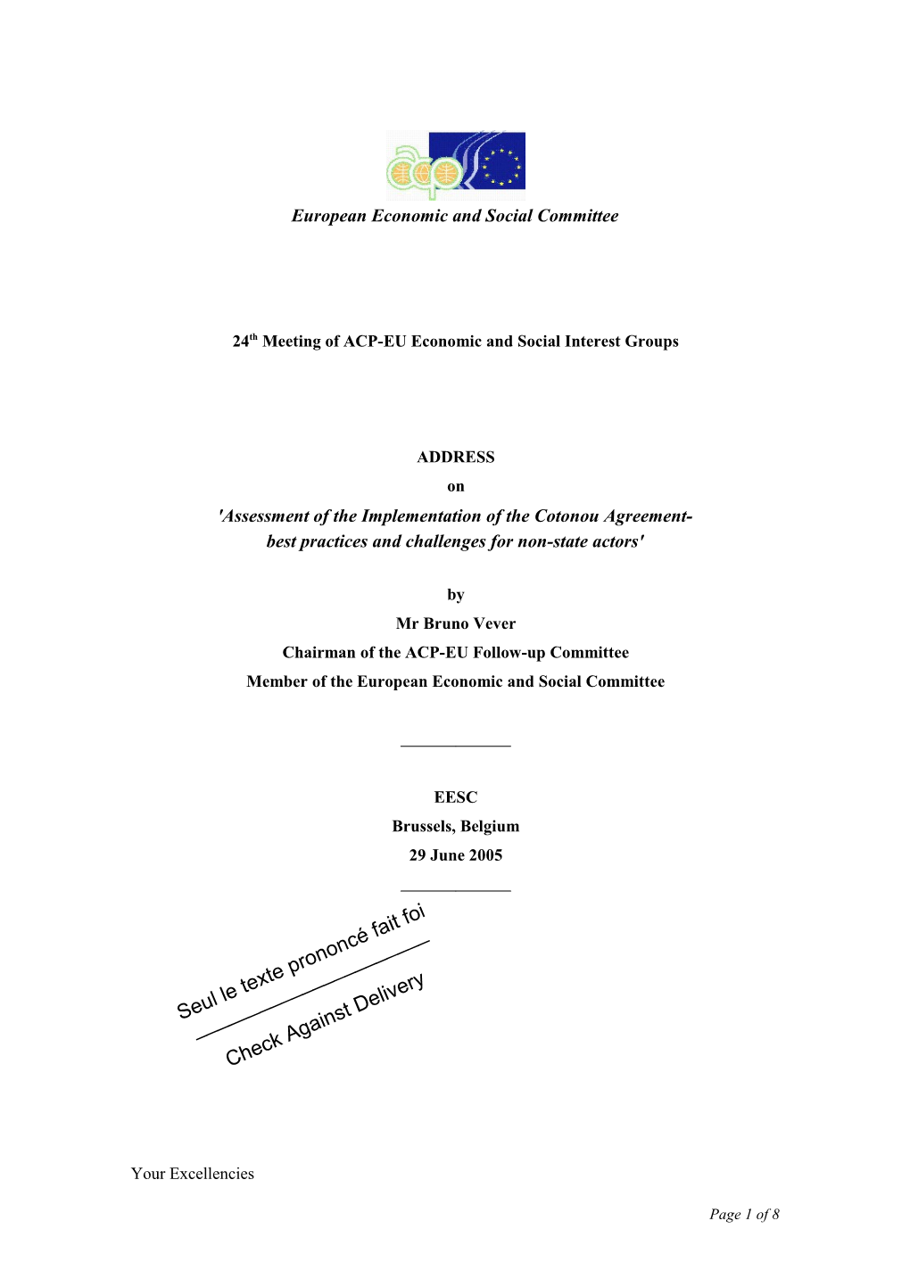 24Th Meeting of ACP-EU Economic and Social Interest Groups
