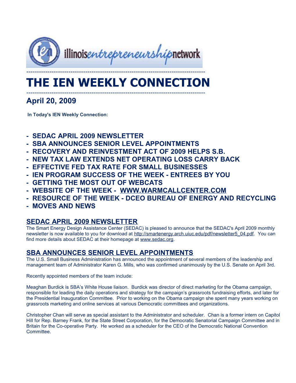 In Today'sien Weekly Connection