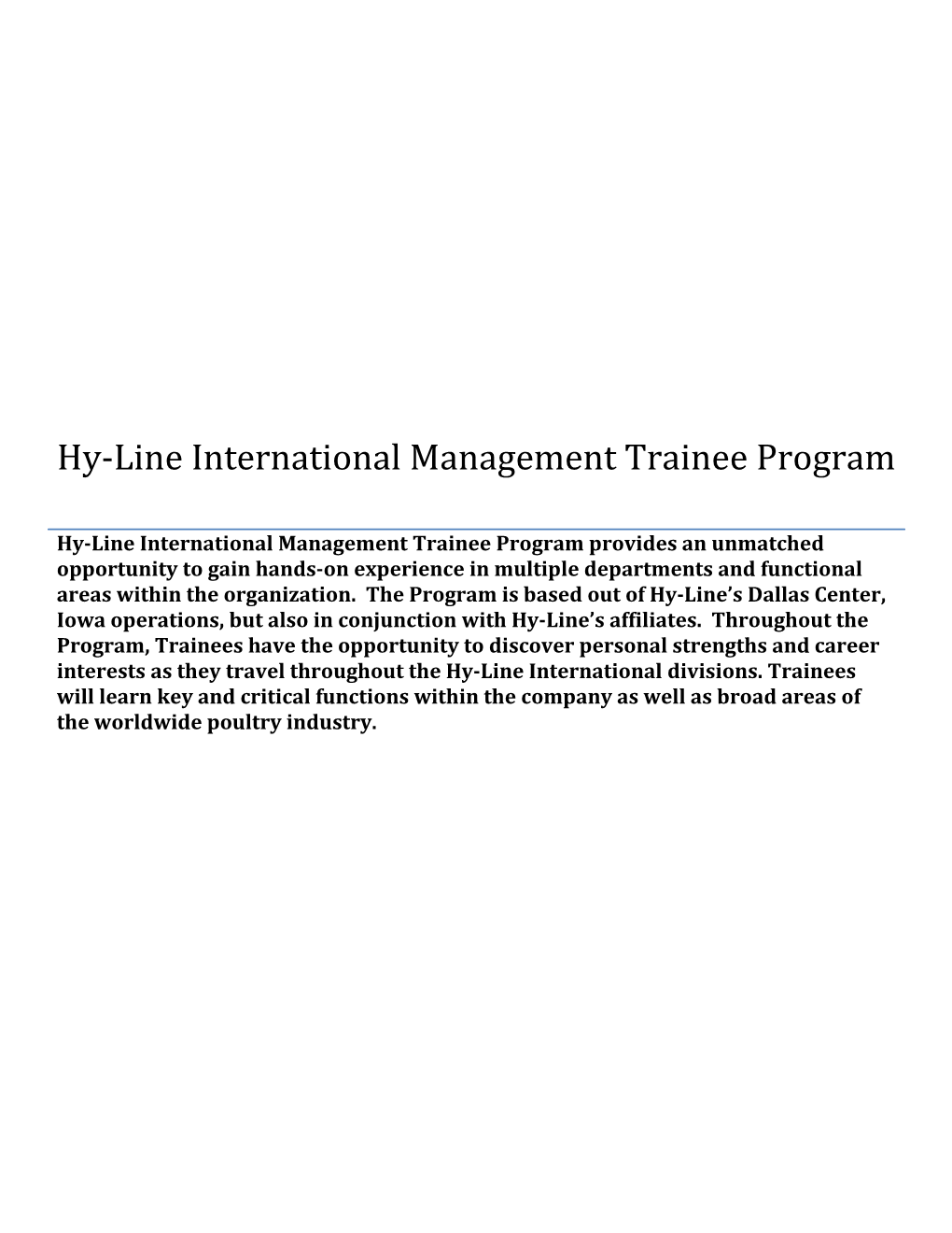 Management Trainee Program