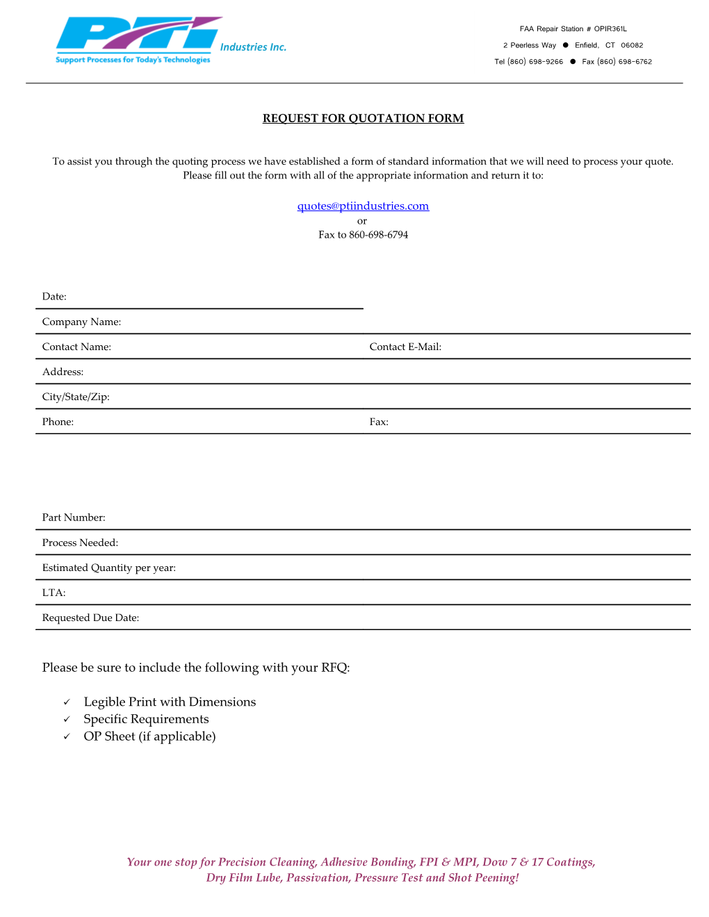 Request for Quotation Form