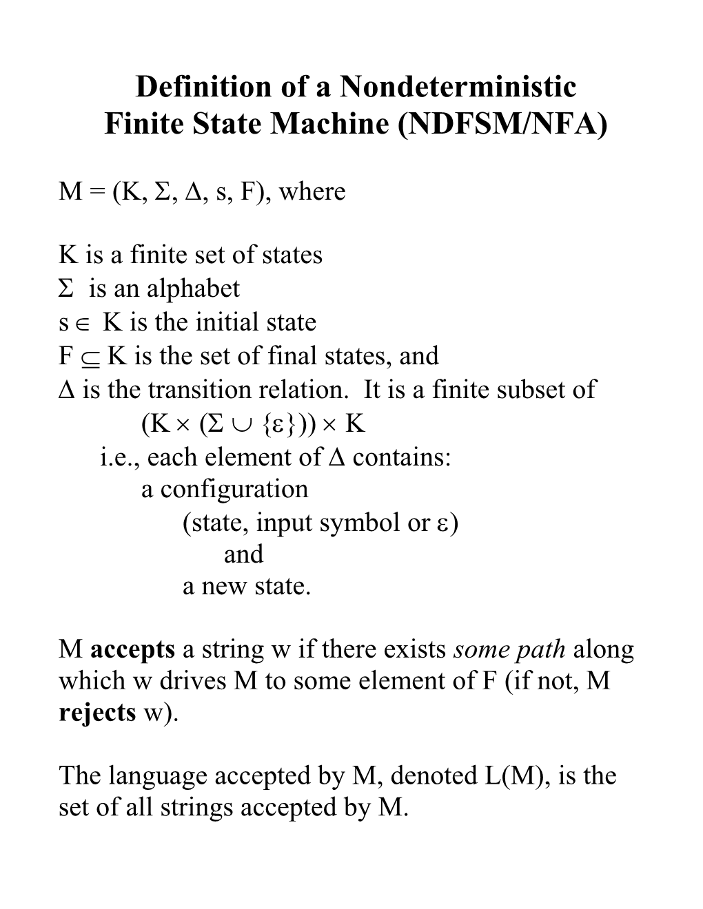 Finite State Machine (NDFSM/NFA)