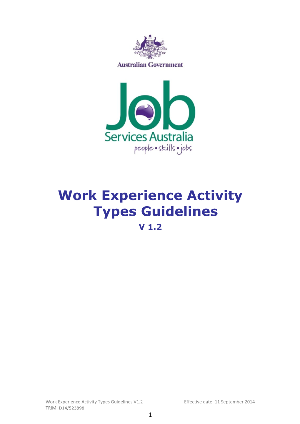 Work Experience Activity Types Guidelines