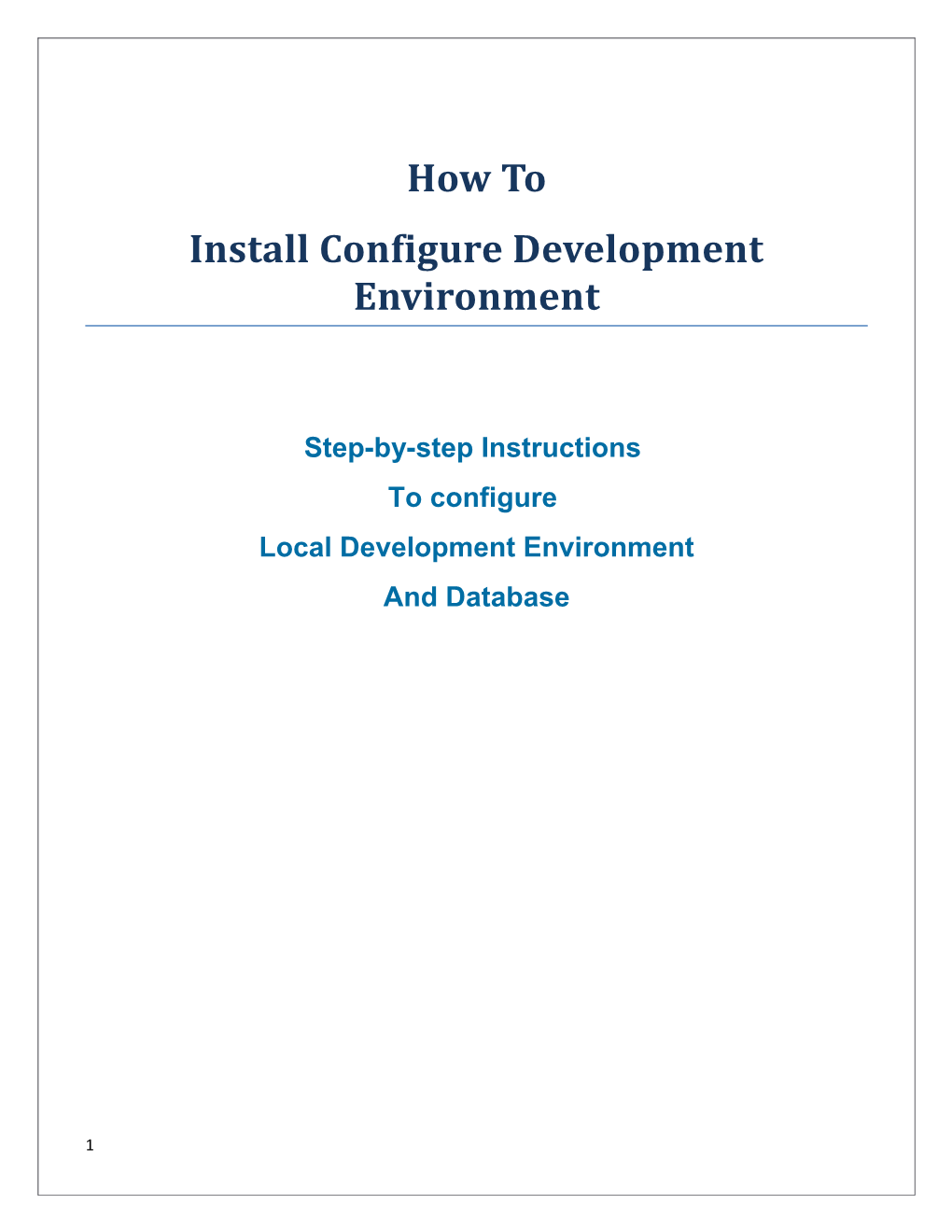 Install Configure Development Environment