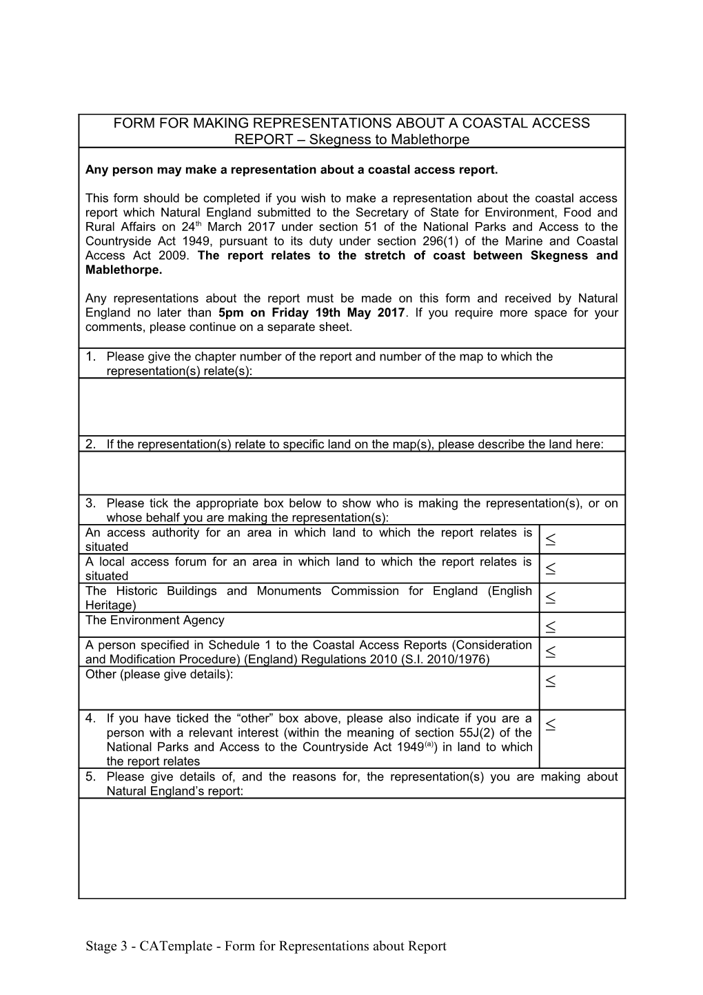 Stage 3 - Catemplate - Form for Representations About Report s1