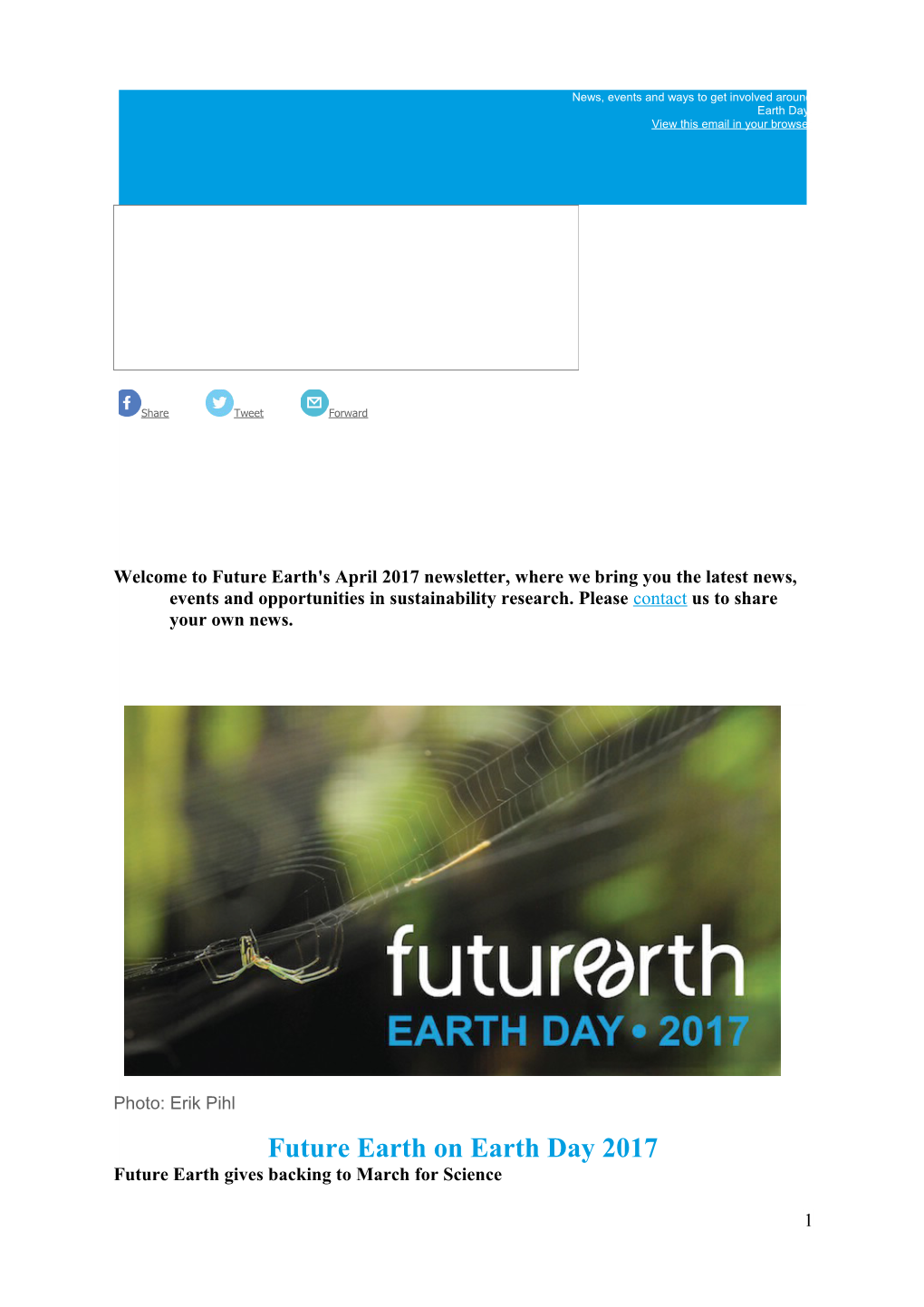 Future Earth on Earth Day 2017