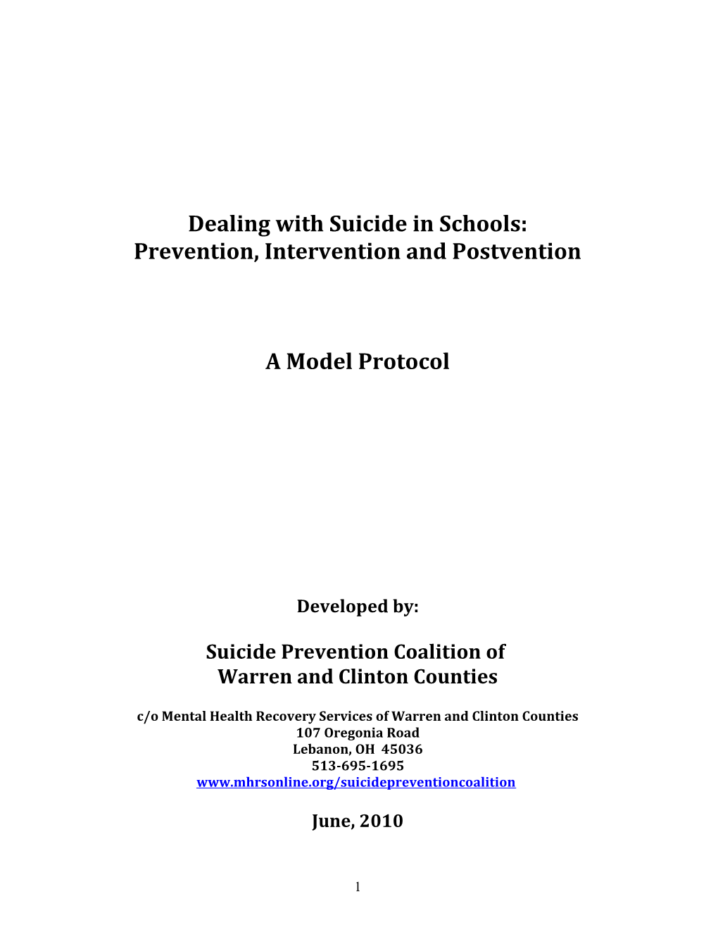 Dealing with Suicide in Schools