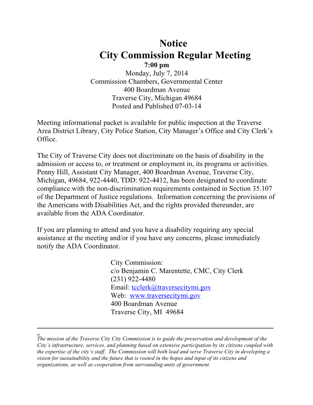 City Commission Regular Meeting