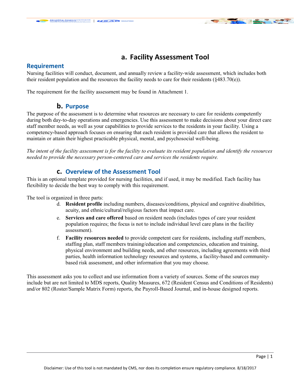 Facility Assessment Tool