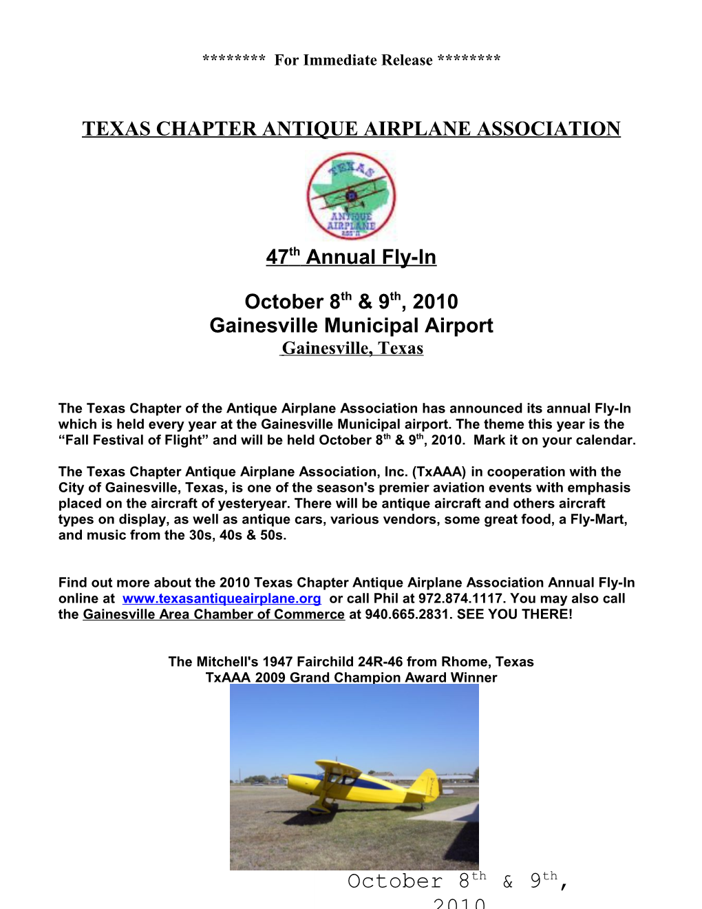 Texas Chapter Antique Airplane Association