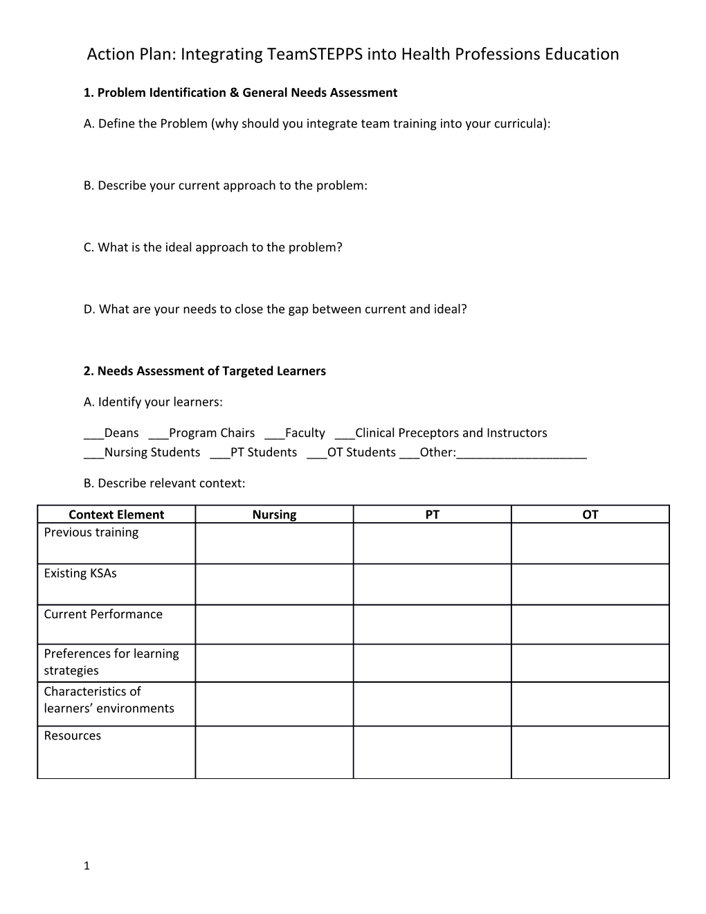 1. Problem Identification & General Needs Assessment