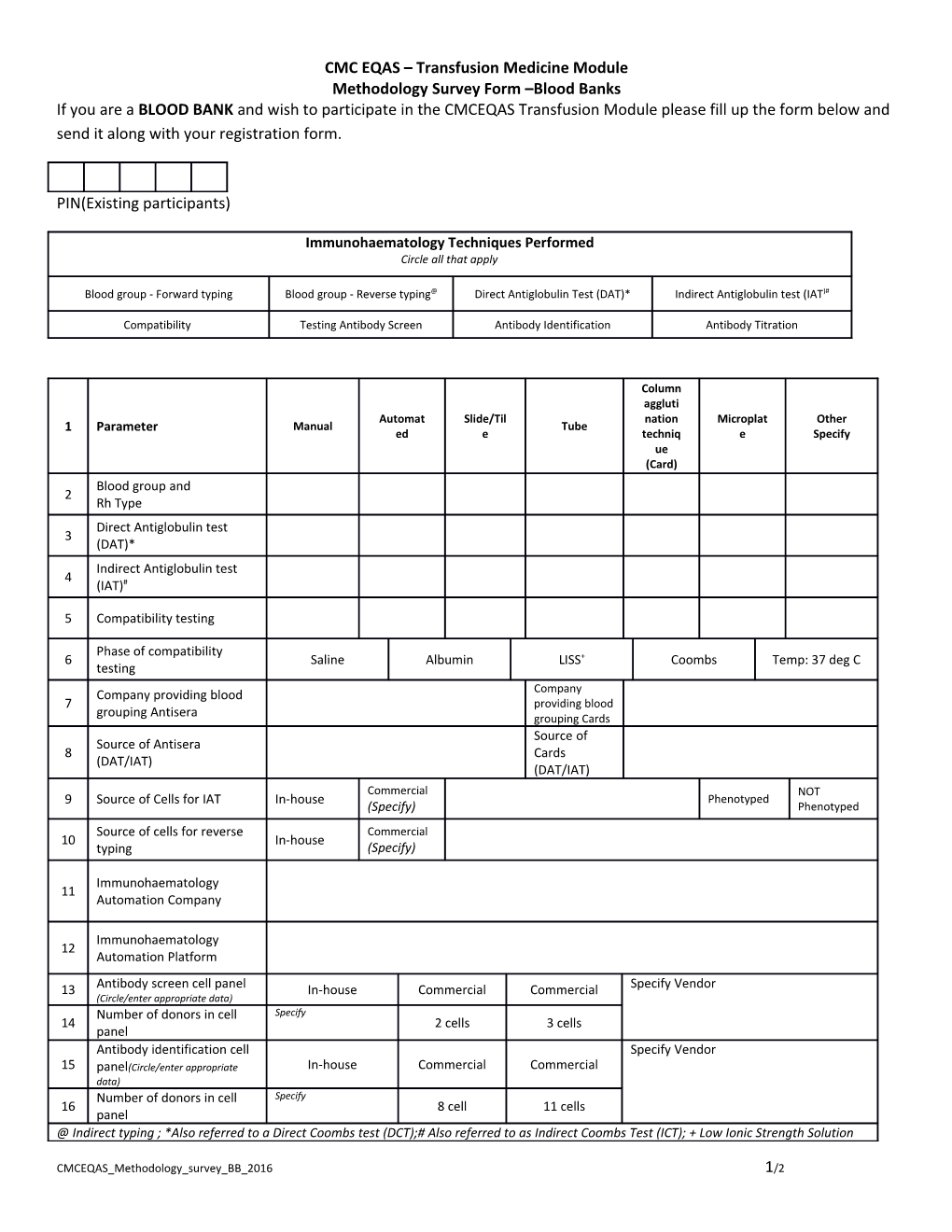 CMC EQAS Transfusion Medicine Module