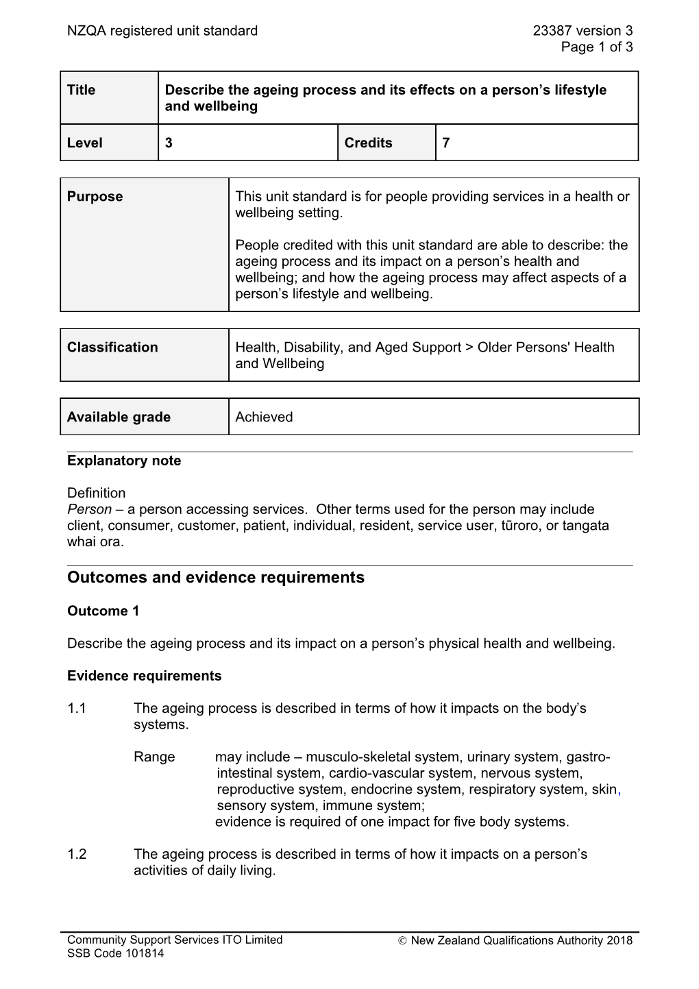 23387 Describe the Ageing Process and Its Effects on a Person S Lifestyle and Wellbeing