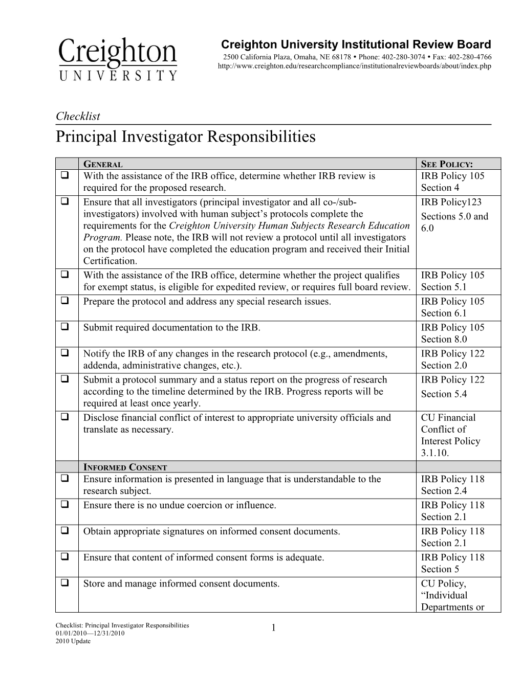 Statement of Financial Interest