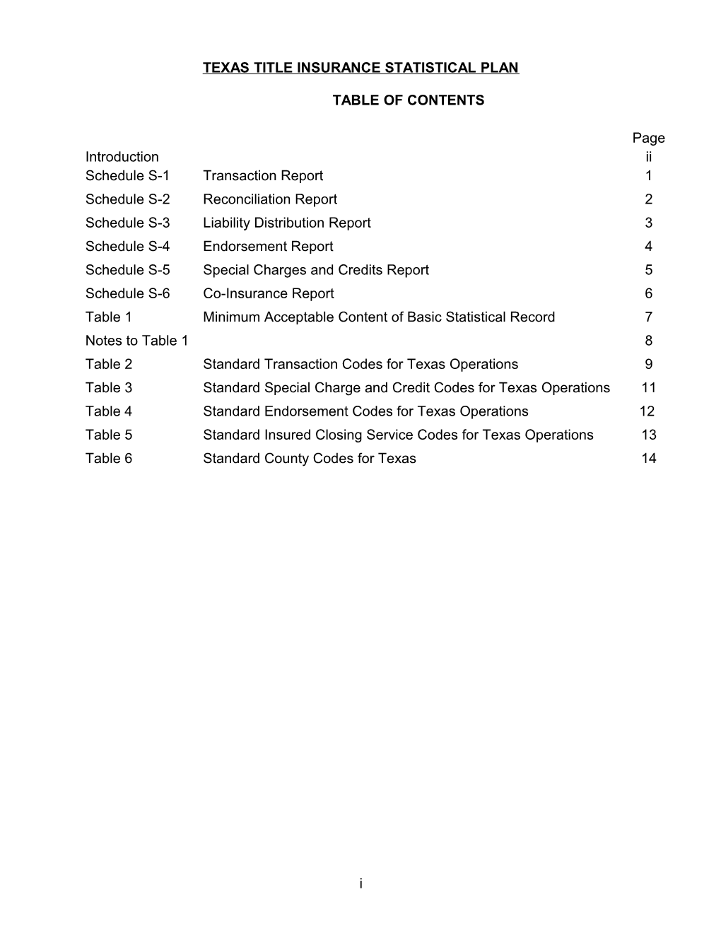 Texas Title Insurance Statistical Plan