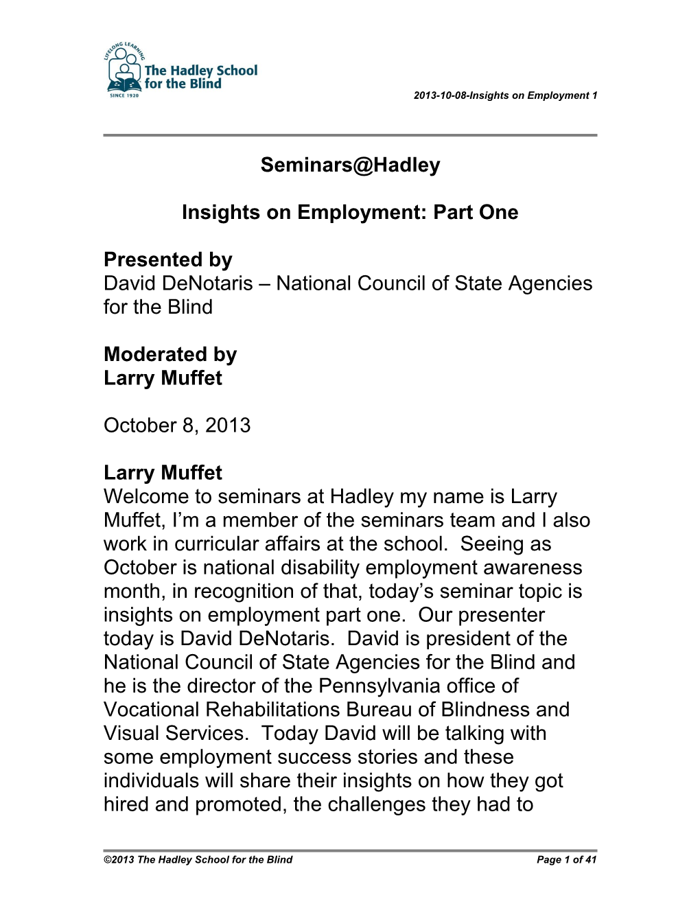 2013-10-08-Insights on Employment 1