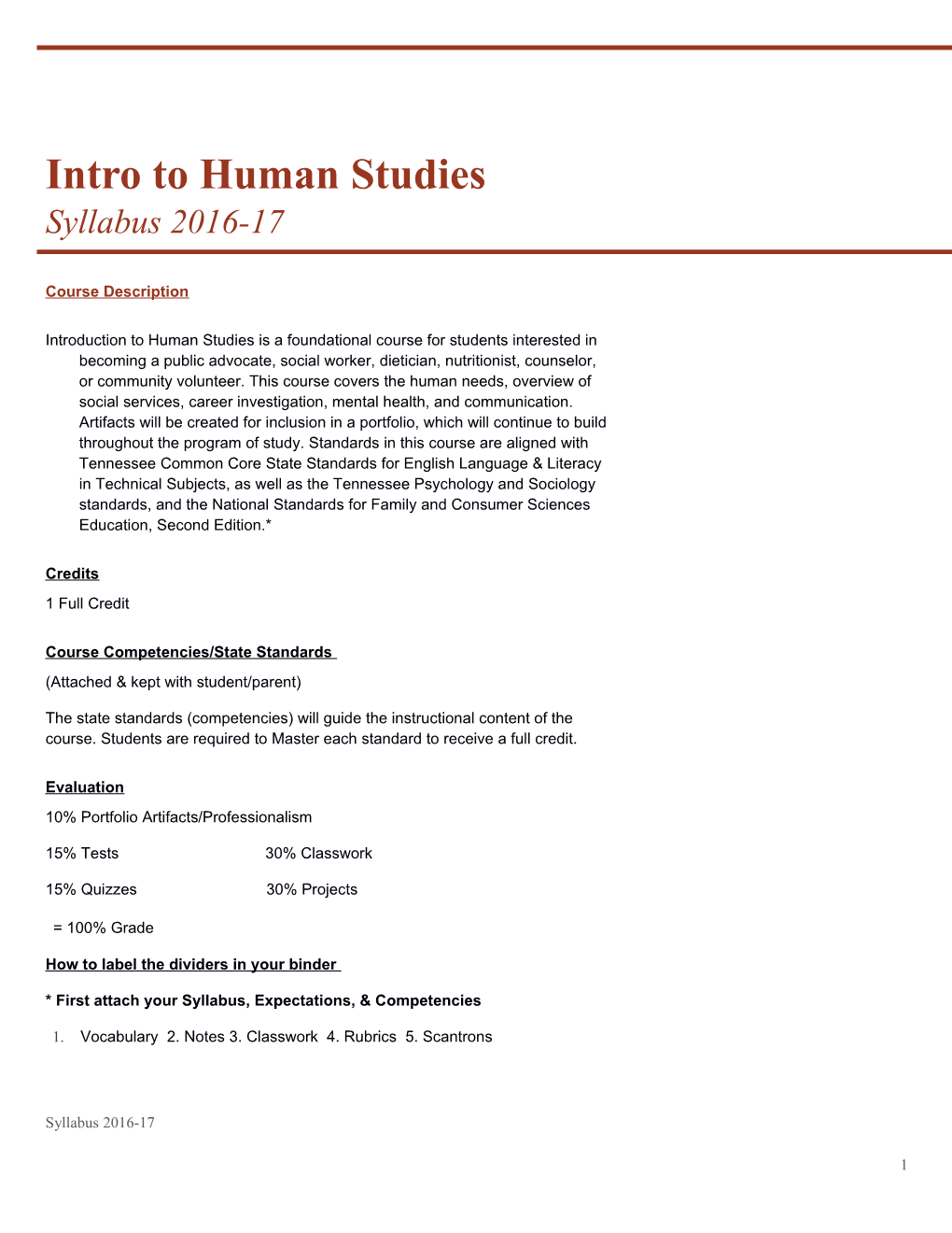 Intro to Human Studies