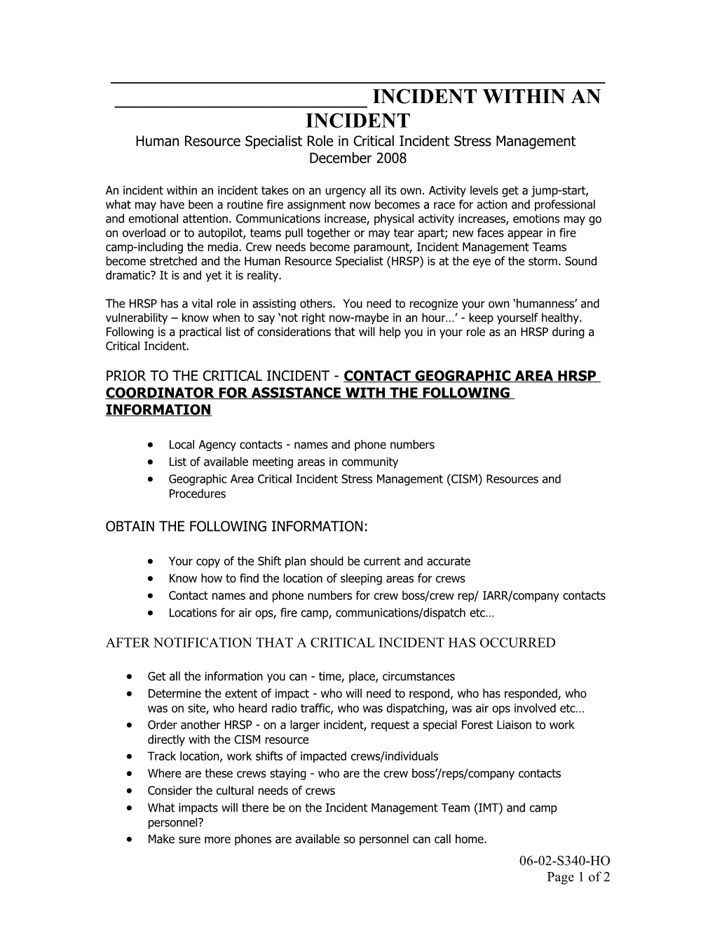 Critical Incident Stress Debriefing Team Request Form