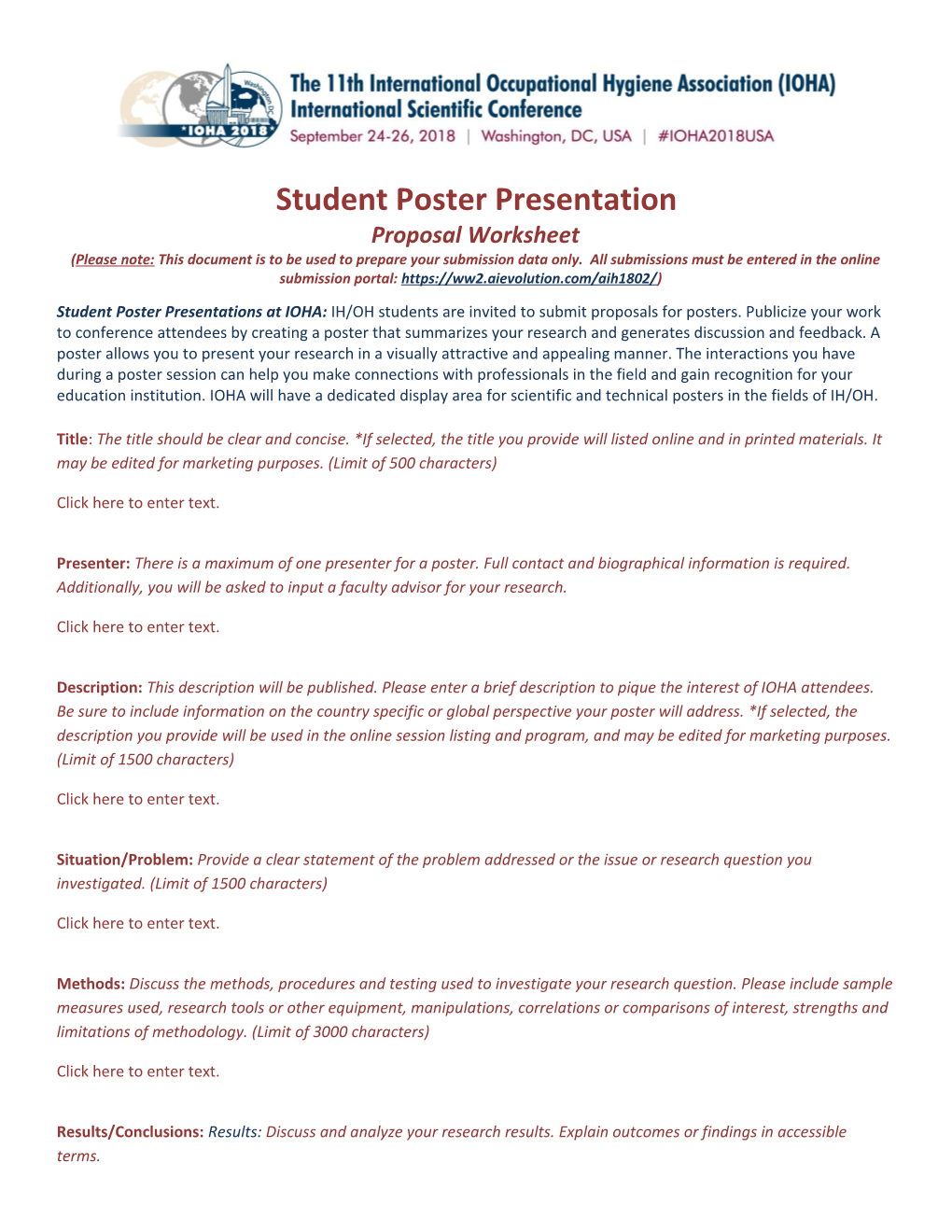 Student Poster Presentation - Worksheet