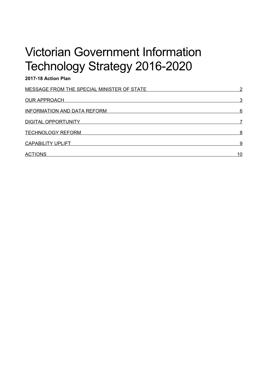 Victorian Government Information Technology Strategy 2016-2020 2017-18 Action Plan