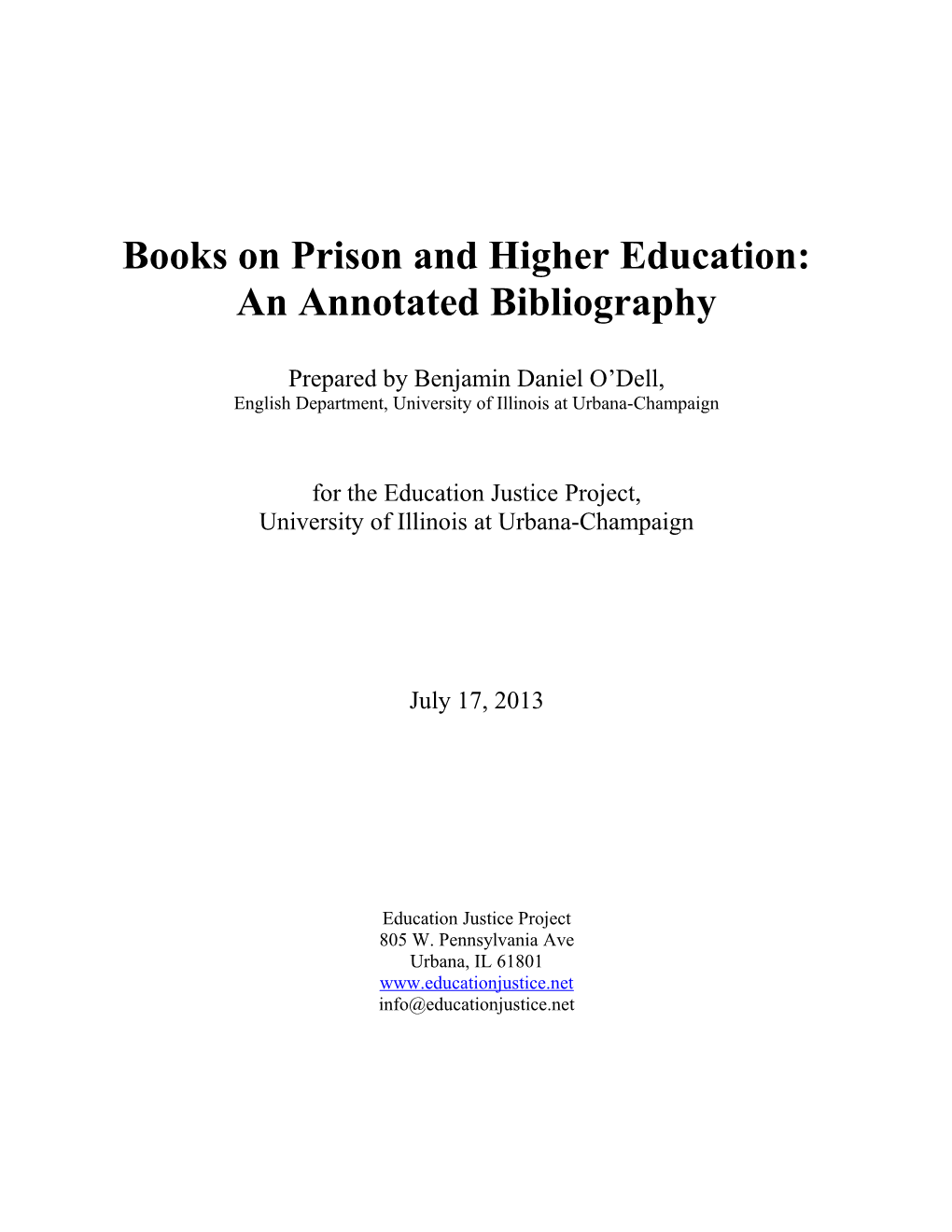 Books on Prison and Higher Education