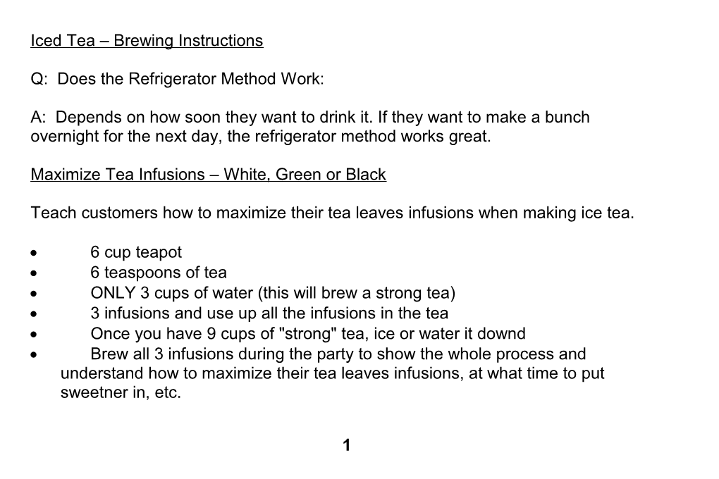 Iced Tea Brewing Instructions